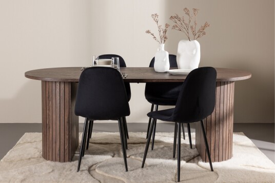 Venture Home Härön Spisegruppe 200 cm Oval med 4 Polar stoler   Mocca/Sort