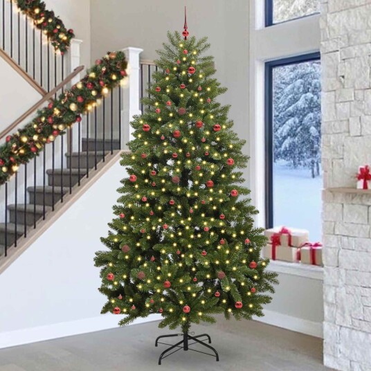  Kunstig juletre med LED  stripelys grønn 300 cm PVC og metall