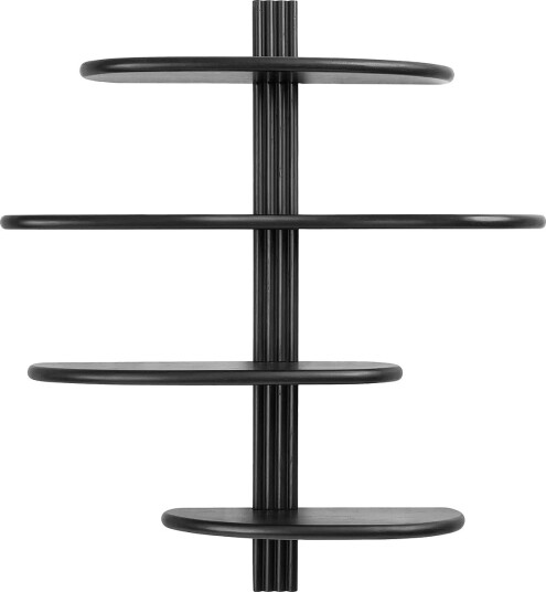 House Nordic Anja - Wall Shelf, Oak, Black, 65X17,5X42,5 Cm - BLACK - 17.5X80XH88 cm