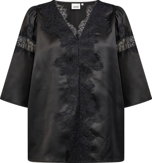 Wasabiconcept Wa-Amalia 10 Kortermet Bluse Svart Wasabiconcept Wa-Amalia 10 Kortermet Bluse Svart
