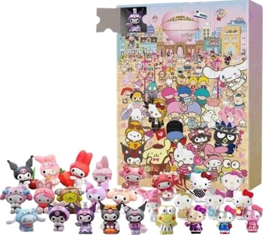 Julekalender for barn 24 dagers nedtelling til jul Sanrio jule overraskelsesboks søte dekorative leker hjemmedekorasjon julegave