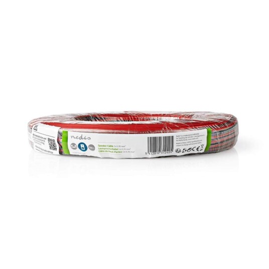 Nedis 100 m Lydkabel 2x 0.35 mm² CCA Rund PVC Rød/Svart