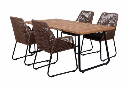 Brafab Midway & Nolli spisegruppe Natur/teak 4 lenestoler & bord 175x90 cm