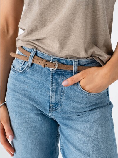 Selected Femme Fiona Slim Suede Belt Brun 105