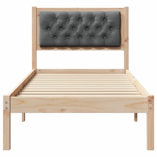 Sengestamme med hodegjerde Mørkegrå 75 x 190 cm Massiv furu Sengestamme med hodegjerde Mørkegrå 75 x 190 cm Massiv furu
