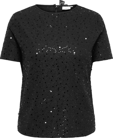 ONLY Carmakoma Carwham 2/4 O Neck Seq Top Jrs   BLACK   42 44