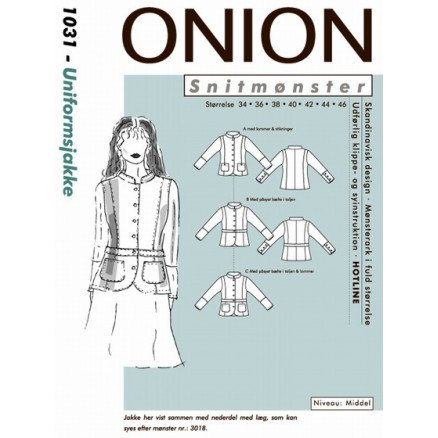 ONION Snittmønster 1031 Uniformsjakke Str 34 46 ONION Snittmønster 1031 Uniformsjakke Str 34 46