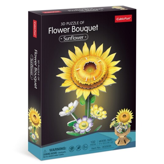 CubicFun 3D Blomsterbukett Puslespill 102 Brikker Solsikker CubicFun 3D Blomsterbukett Puslespill 102 Brikker Solsikker