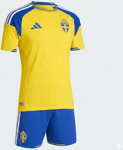 VM 2026 Sverige Hjemmedrakt Fotballtrøye Gyökeres #17 S 2XL Voksen og Barn Fotballsett Trøye + Shorts + Sokker