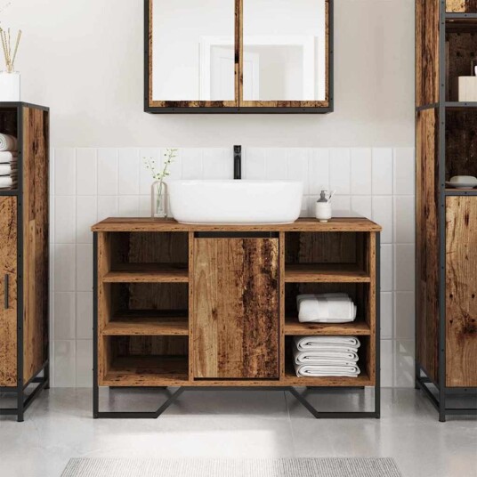 Baderomsvaskeskap Gammelt Tre 91x35x60 cm. Baderomsvaskeskap Gammelt Tre 91x35x60 cm.