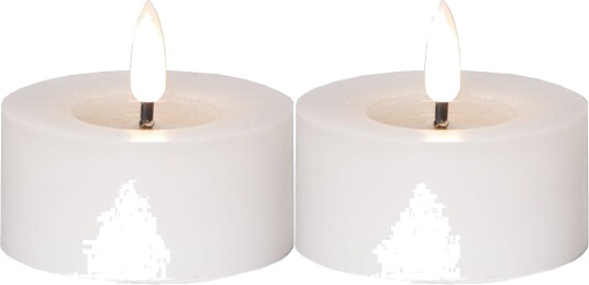 LED varmelys Flamme Flow 55 mm 2 pakning hvit