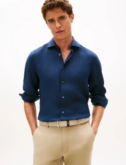 Tommy Hilfiger Dc Linen Shirt Navy L