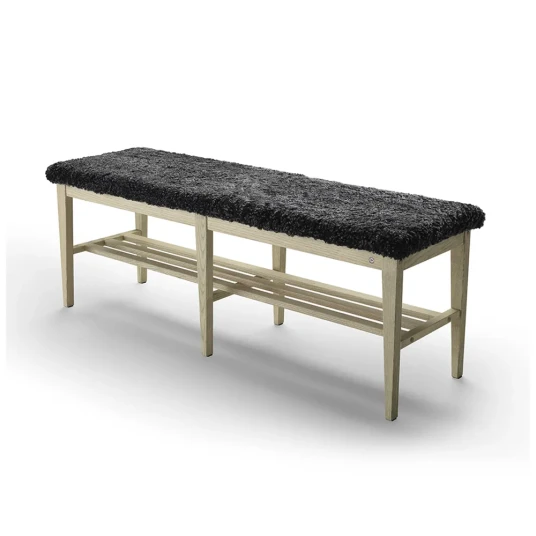 Oscarssons Möbel Nadja benk 130 cm Grå oljet ask/safeskinn mørkegrå Oscarssons Möbel Nadja benk 130 cm Grå oljet ask/safeskinn mørkegrå