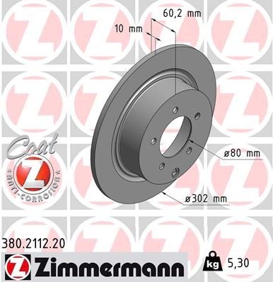 Bremseskive ZIMMERMANN 380.2112.20 Bremseskive ZIMMERMANN 380.2112.20