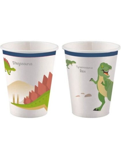 Amscan 8 stk Pappkrus 250 ml Happy Dinosaur 9903971 66
