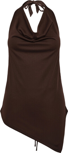 Gina Tricot Tie Back Halterneck Top Brown S