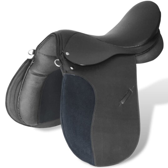 Hestesal sett 18 cm, ekte lær, svart, størrelse 17,5” Hestesal sett 18 cm, ekte lær, svart, størrelse 17,5”
