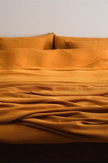 Jotex Sengeteppe i Musselin Sennepsgul AMILIA 21367931024