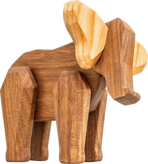 FableWood - Mor elefant trefigur 12 cm valnøtt/ask
