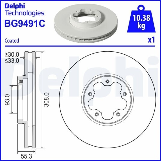 Bremseskive DELPHI BG9491C
