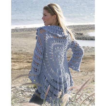 Moonlight Mist by DROPS Design Jakke Hekleoppskrift str S XL