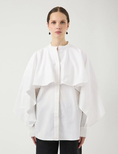 YAS Yaslau Ls Cape Shirt   Ex   White   42