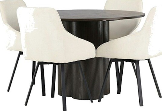Spisegruppe Venture Home Olivia Ø110 cm med 4 stk Rosie Stoler