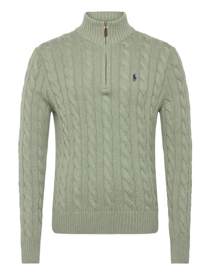 Polo Ralph Lauren Cable-Knit Cotton Quarter-Zip Sweater - Green - XXL Polo Ralph Lauren Cable-Knit Cotton Quarter-Zip Sweater - Green - XXL