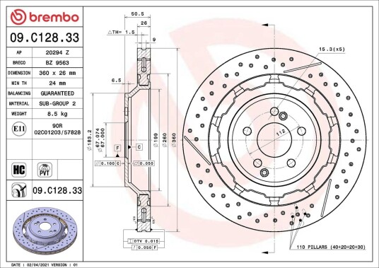 Bremseskive BREMBO 09.C128.33