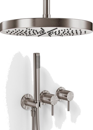 Semplice SBR801 S04 XXL Rain Delux Ø28cm Tak PVD Børstet Stål Dusjsett