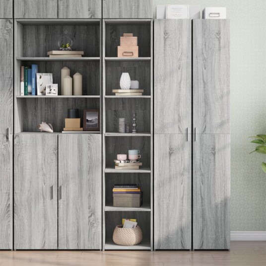 Highboard betonggrå 40x41x185 cm konstruert tre