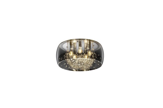 Crystel Taklampe 50 cm 5xE14 Krom/Krok glass -
