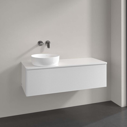 Villeroy & Boch Antao Servantskap med 1 skuff 120x50x36 cm m/lys Hvit Høyglans Villeroy & Boch Antao Servantskap med 1 skuff 120x50x36 cm m/lys Hvit Høyglans