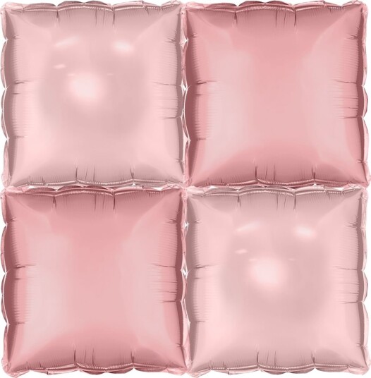 4 stk Tosidig Rosa Firkantet Folie Ballong for Backdrop/Bakgrunn 35x35 cm