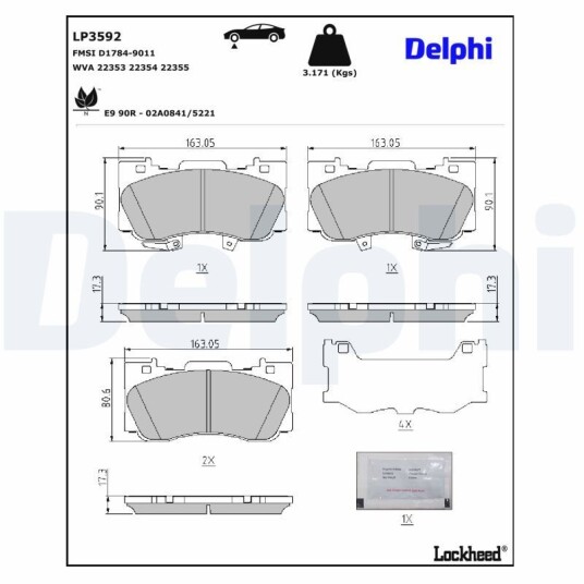 Bremseklosser DELPHI LP3592 Bremseklosser DELPHI LP3592