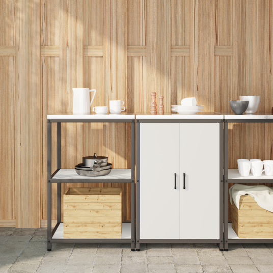  Kjøkkenoppbevaringssett med hylle 2 pcs Hvit 120 x 50 x 92 cm