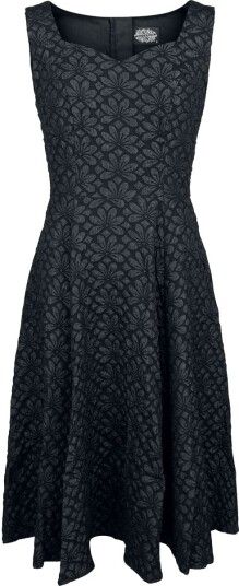 H&R London   Rockabilly Middellang kjole   Ebonara Blomsterkjole   XS til XXL   Damer   svart