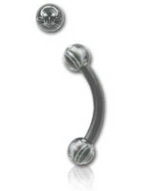 Utgått Skull Black 1.2 x 8 mm Øyenbrynspiercing