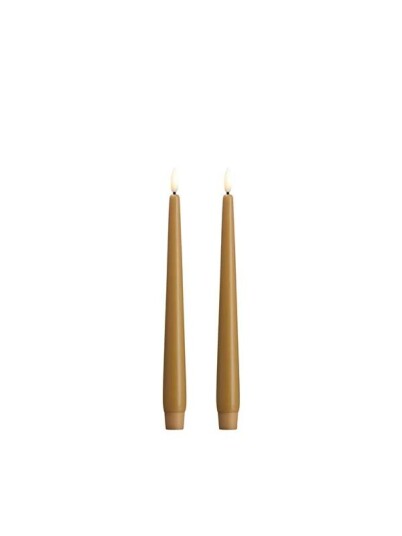 Moods & More LED taper candle   Slim   Honey mustard   23x250 mm   2 pcs
