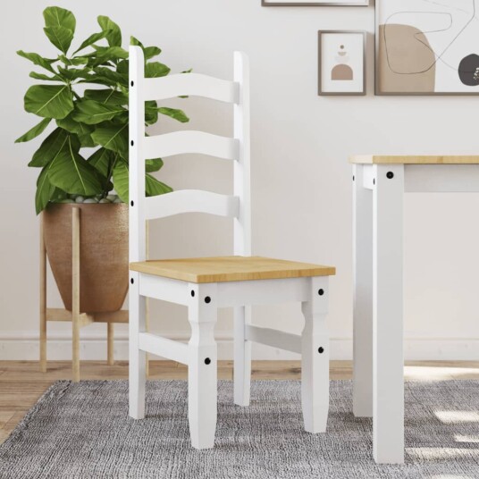 Spisestoler 2 stk Corona hvit 42x47x107 cm heltre furu