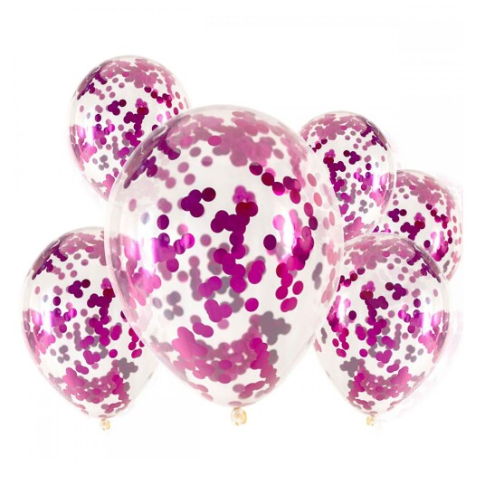 Ballongkungen AB Konfettiballonger Magenta - 6-pakning