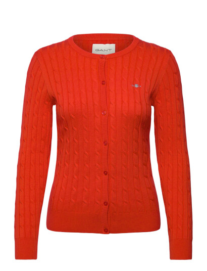 GANT Stretch Cotton Cable Cardigan - Red - S GANT Stretch Cotton Cable Cardigan - Red - S