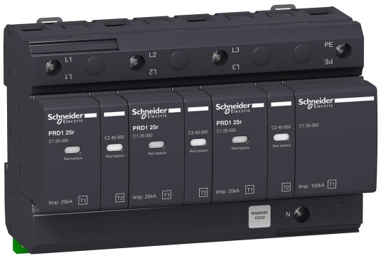Schneider Electric Overspenningsvern Med Signalkontakt PDR1 25R 3P+N 25/100kA