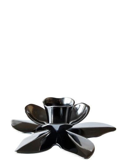 Kunstindustrien Flower Art Deco Candlestick - Black - 2.2 CM