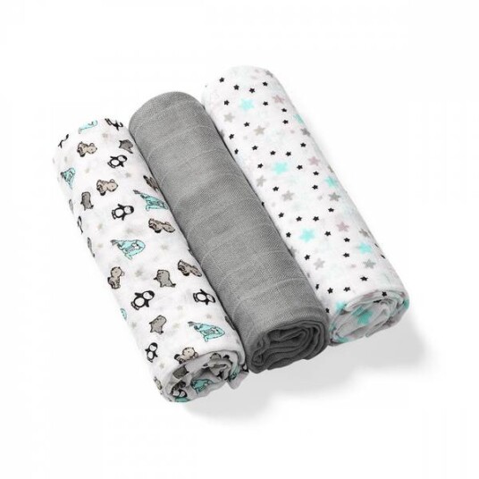 Babyono Kluter i Organisk Bambus   3pk   70x70cm   Grå