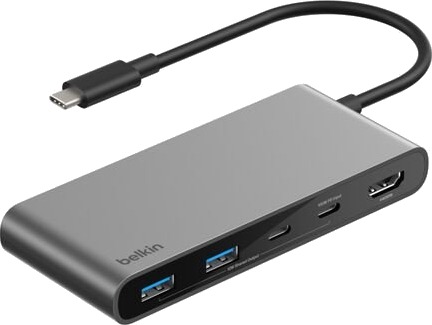 Belkin Connect USB-C 7-i-1 Dokkingstasjon 2x USB-C 2x USB-A HDMI Grå