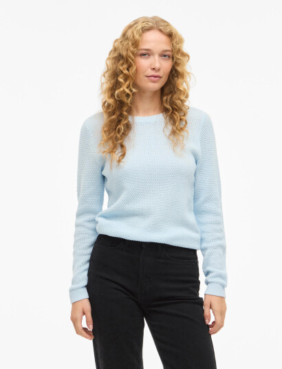 Vila Vidalo O Neck L/S Knit Top Noos Blue XXL