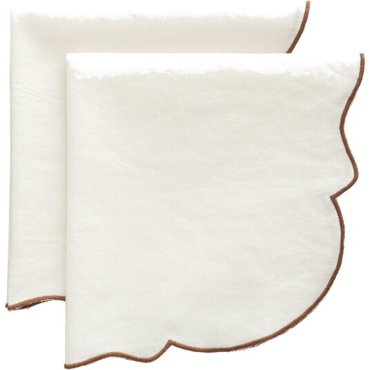 Gia Serviett 45x45 cm 2 pk Hvit / Brun Gia Serviett 45x45 cm 2 pk Hvit / Brun