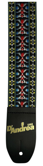 D'Andrea 2" Woven Guitar Strap Tapestry HootenannyRed/Gul/Blå