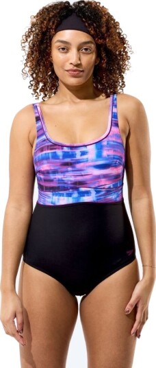 Speedo Print Contour Eclipse Swimsuit Purple 40